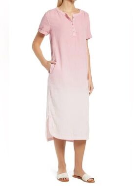 Caslon Ombre Henley Cotton Midi Dress